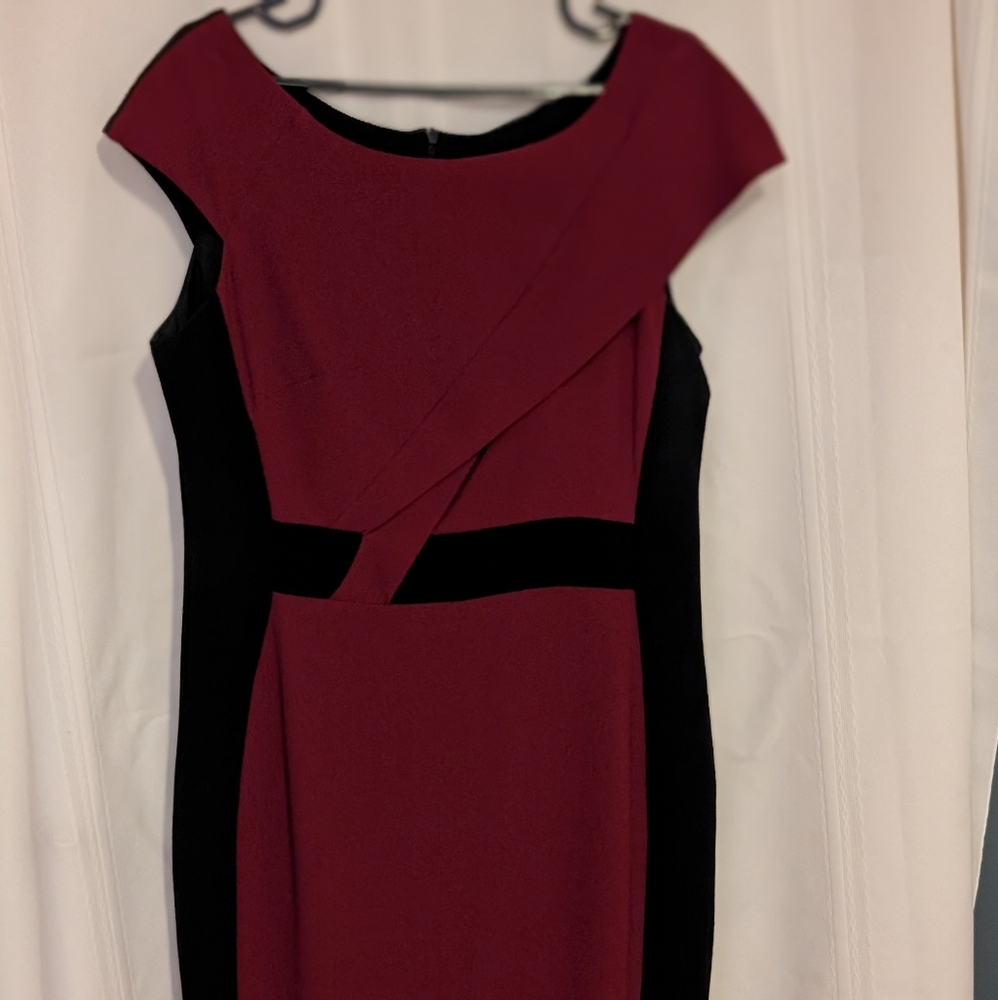 Elegant  Dress in Burgundy and Black